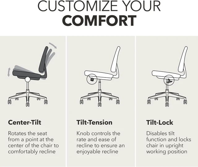 Alt view image 6 of 7 - Volt Armless Ergonomic Office Chair Black Desk Computer Chair