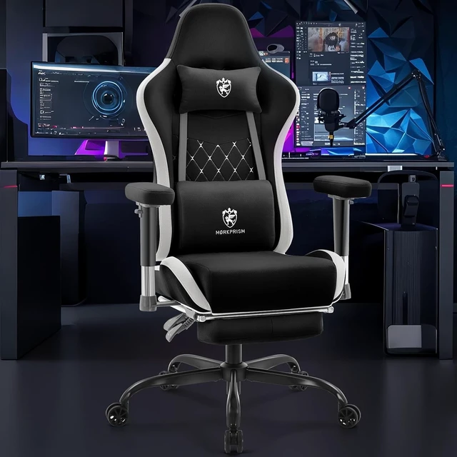 Alt view image 2 of 7 - Black & Grey Gaming Office Chair with Massage & Gel Pad