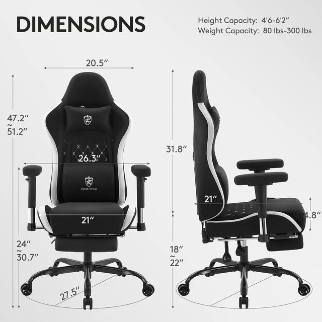 Alt view image 3 of 7 - Black & Grey Gaming Office Chair with Massage & Gel Pad