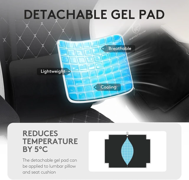 Alt view image 5 of 7 - Black & Grey Gaming Office Chair with Massage & Gel Pad