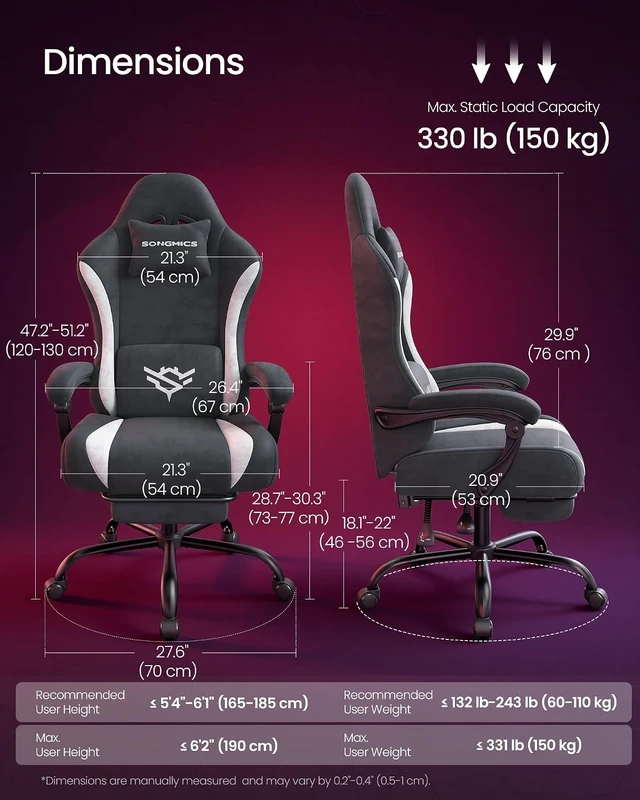 Alt view image 3 of 7 - Ergonomic Gaming Computer Chair with Footrest