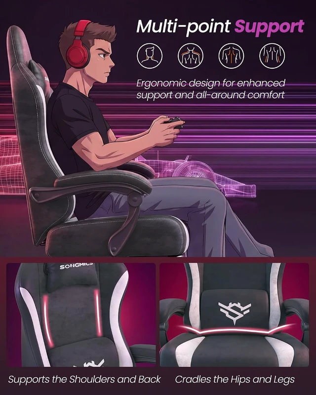 Alt view image 6 of 7 - Ergonomic Gaming Computer Chair with Footrest