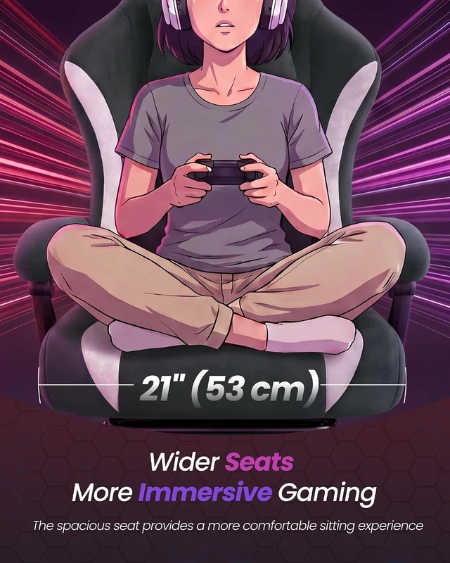 Alt view image 7 of 7 - Ergonomic Gaming Computer Chair with Footrest
