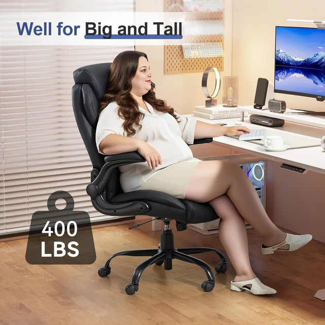 Alt view image 3 of 7 - 400 Lbs Heavy Duty Big & Tall High Back Leather Office Chair