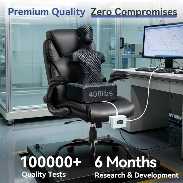 Alt view image 6 of 7 - 400 Lbs Heavy Duty Big & Tall High Back Leather Office Chair
