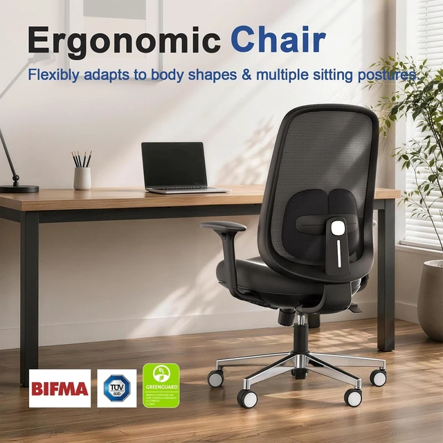 Alt view image 3 of 7 - Ergonomic Office Chair with 3D Armrests & Expanded Lumbar Support