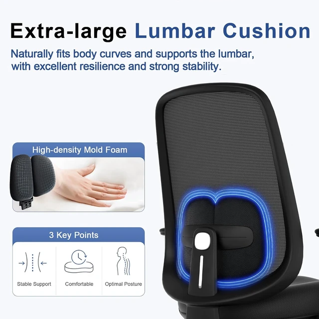 Alt view image 5 of 7 - Ergonomic Office Chair with 3D Armrests & Expanded Lumbar Support
