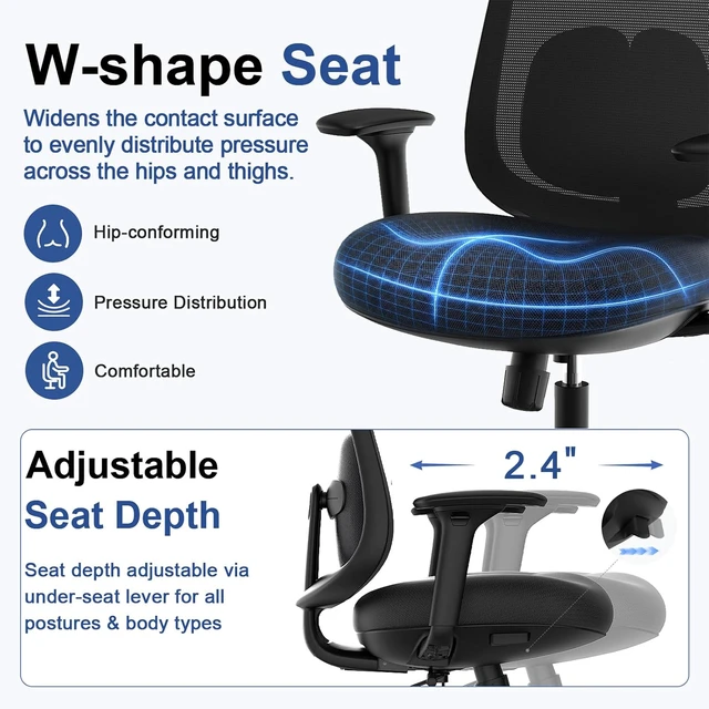 Alt view image 7 of 7 - Ergonomic Office Chair with 3D Armrests & Expanded Lumbar Support