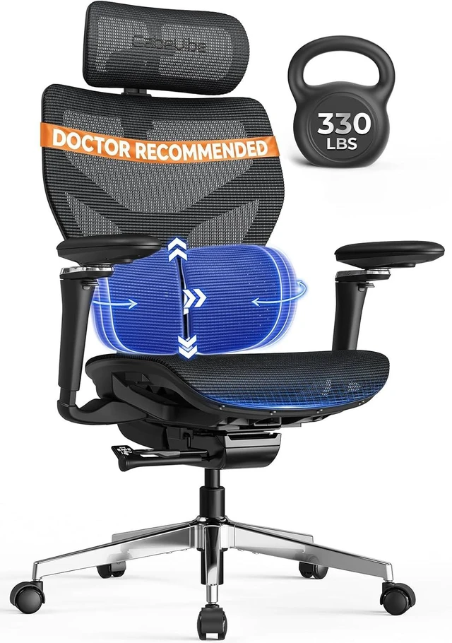 Main image of 330 Lbs Ergonomic Mesh Office Chair 10 Hours Comfort with Dual Lumbar Support