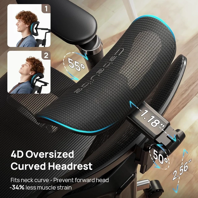 Alt view image 5 of 7 - 330 Lbs Ergonomic Mesh Office Chair 10 Hours Comfort with Dual Lumbar Support