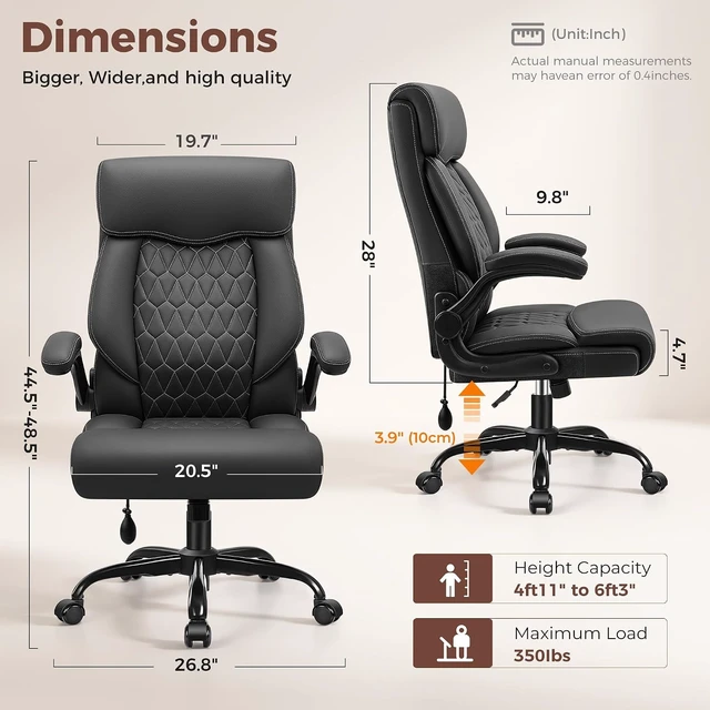Alt view image 2 of 7 - Executive High Back Office Chair with Inflatable Lumbar Support