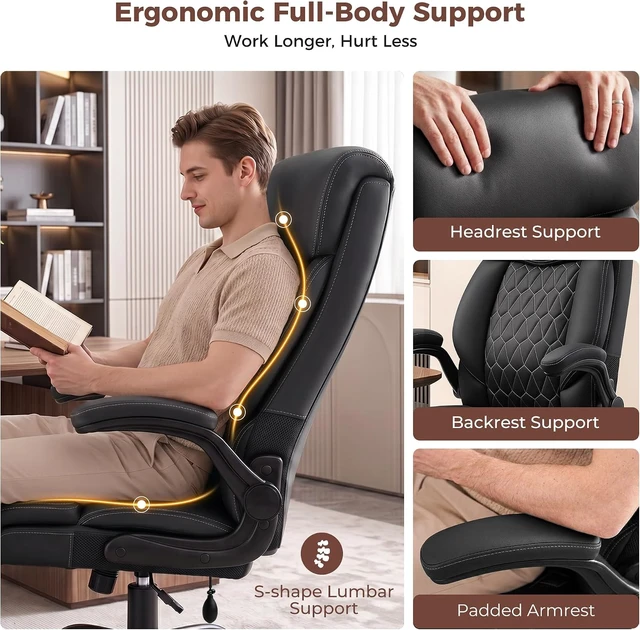 Alt view image 4 of 7 - Executive High Back Office Chair with Inflatable Lumbar Support