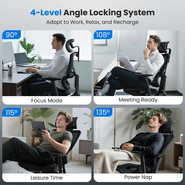 Alt view image 4 of 7 - OdinLake L1 Big & Tall Ergonomic Mesh Office Chair with Lumbar Support, Black