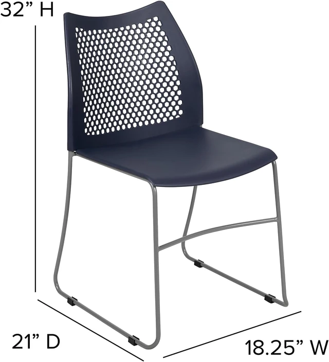 Alt view image 3 of 7 - Set of 5 Navy Hercules Series Contoured Lobby Chairs Ergonomic Stacking Office Chairs with Air-Vent Honeycomb Backs