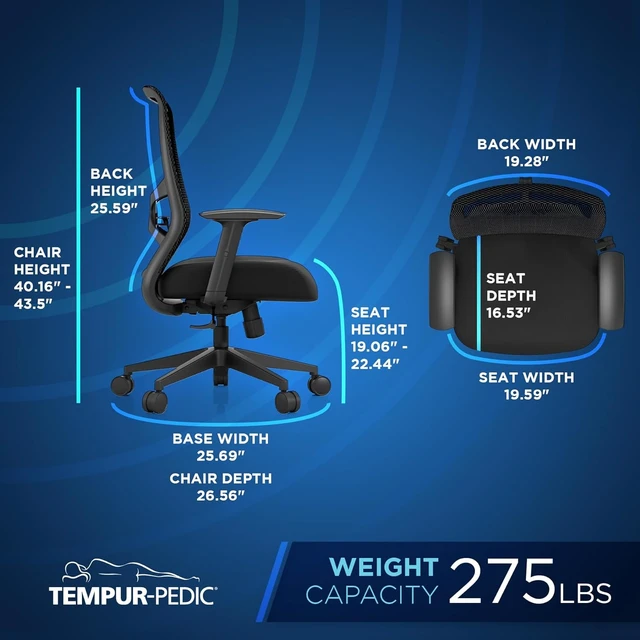 Alt view image 2 of 7 - ProTask Executive Office Chair with Mesh Back & Built-In Lumbar Support Height-Adjustable Ergonomic Mesh Desk Chair, Black