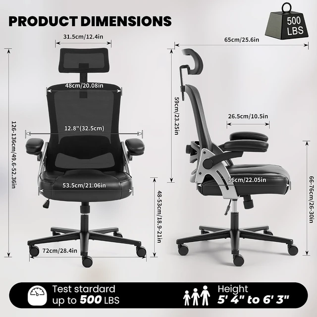 Alt view image 2 of 7 - 500 Lbs Big & Tall Ergonomic Office Chair Home Office Computer Desk Chair