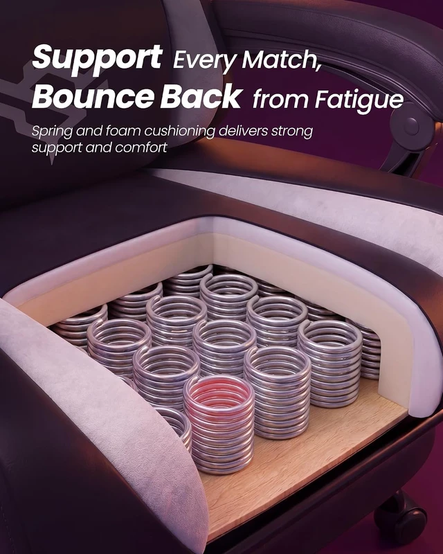 Alt view image 5 of 7 - Ergonomic Gaming Desk Chair with Pocket Spring Cushion