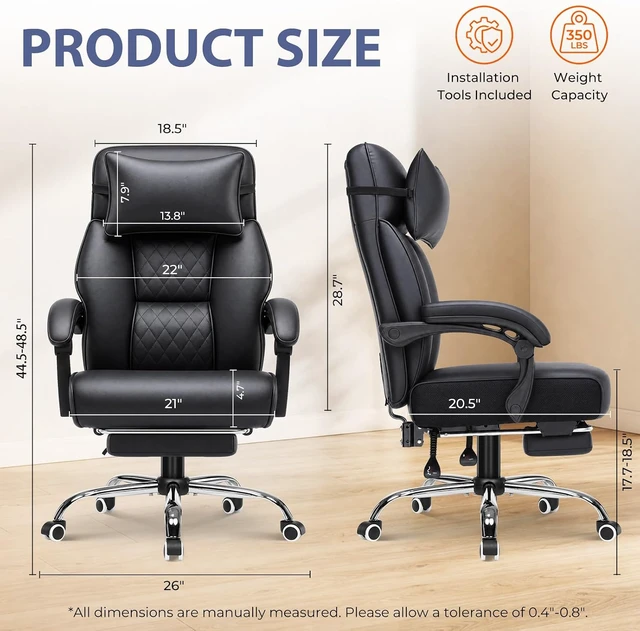 Alt view image 3 of 7 - Black Heavy Duty Big & Tall Ergonomic Gaming Office Chair