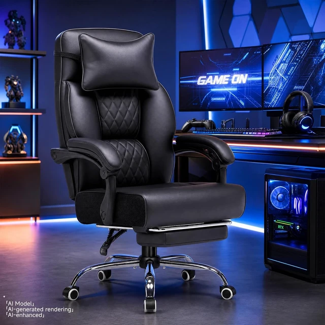 Alt view image 2 of 7 - Black Heavy Duty Big & Tall Ergonomic Gaming Office Chair