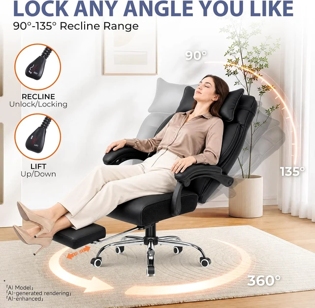 Alt view image 4 of 7 - Black Heavy Duty Big & Tall Ergonomic Gaming Office Chair
