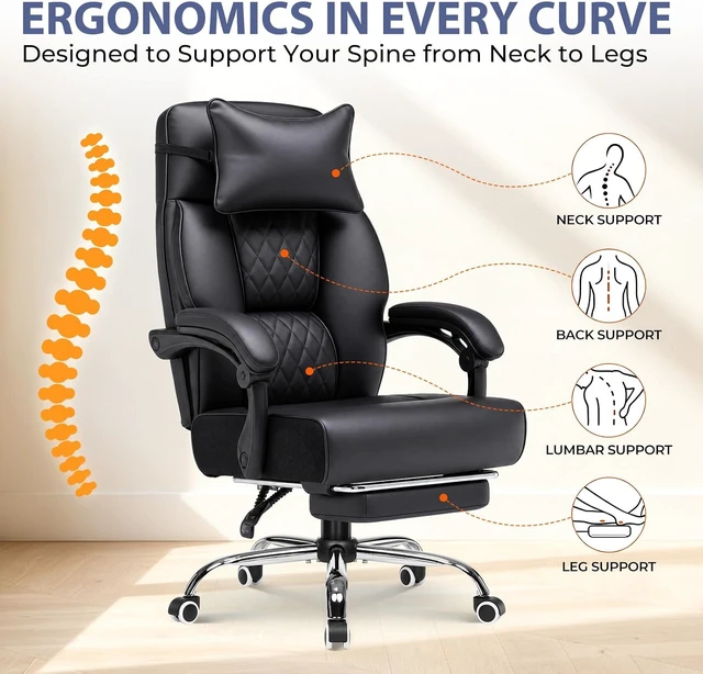 Alt view image 6 of 7 - Black Heavy Duty Big & Tall Ergonomic Gaming Office Chair