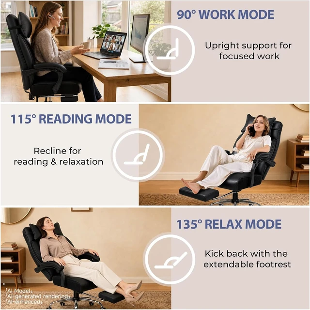 Alt view image 7 of 7 - Black Heavy Duty Big & Tall Ergonomic Gaming Office Chair