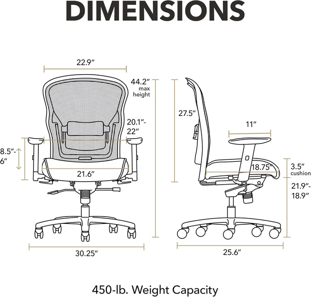 Alt view image 2 of 6 - Wave Heavy Duty Big & Tall Ergonomic Office Chair Desk Chair, Black