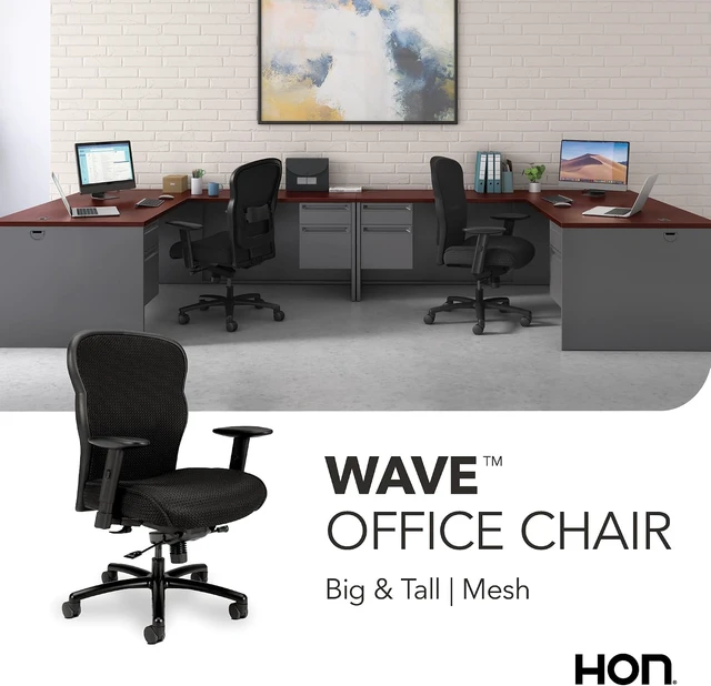 Alt view image 5 of 6 - Wave Heavy Duty Big & Tall Ergonomic Office Chair Desk Chair, Black