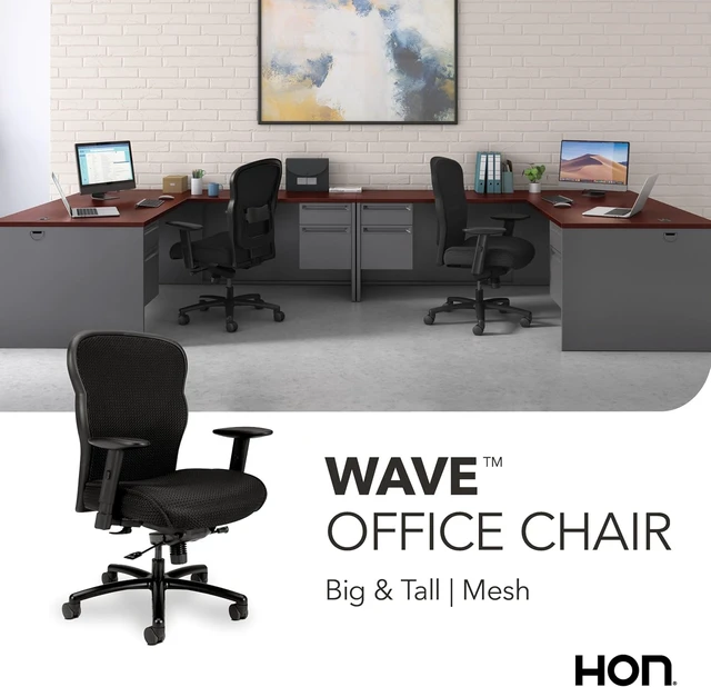 Alt view image 6 of 6 - Wave Heavy Duty Big & Tall Ergonomic Office Chair Desk Chair, Black