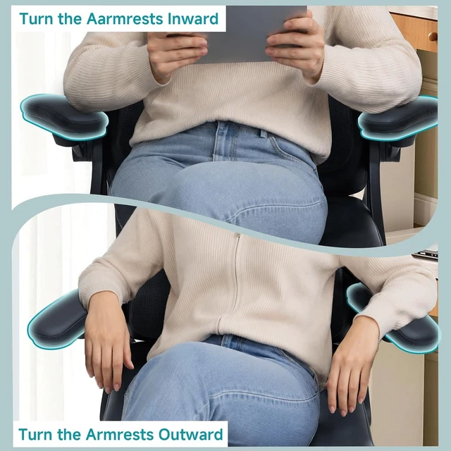 Alt view image 5 of 7 - Executive Office Chair with Comfortable Lumbar Support 3-Way Adjustable Flip-Up Armrests, High Back Comfy PU Leather Swivel Managerial Desk Chair for Home Office