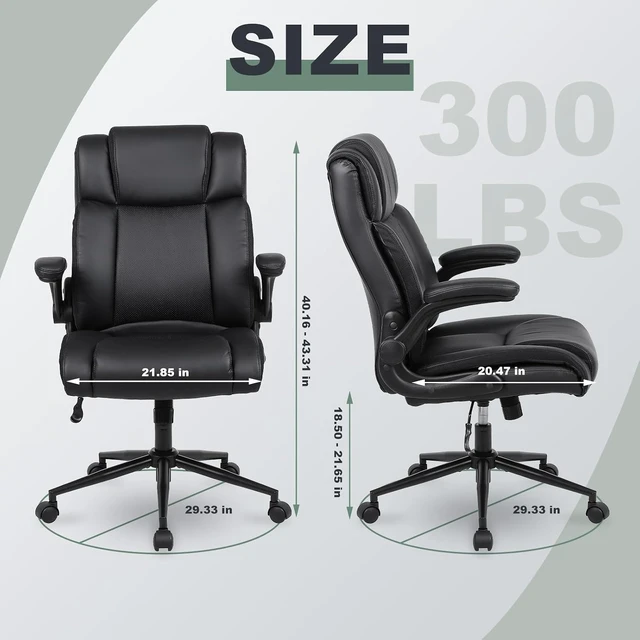 Alt view image 3 of 7 - Black Ergonomic PU Leather Executive Office Chair Computer Chair