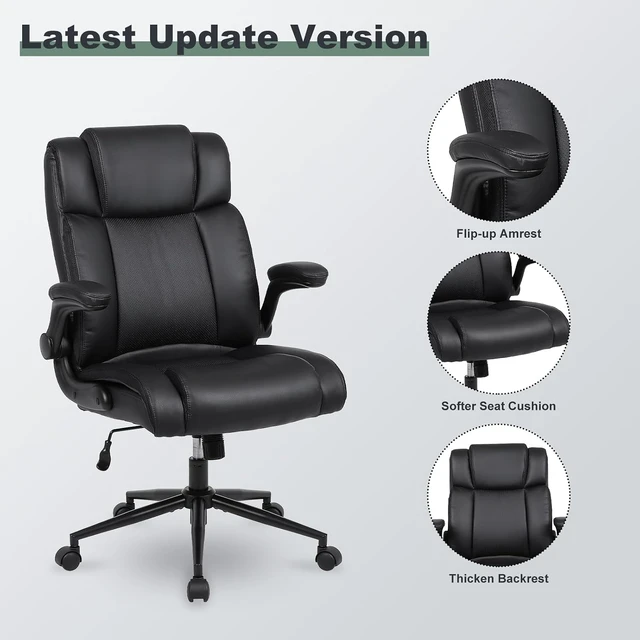 Alt view image 4 of 7 - Black Ergonomic PU Leather Executive Office Chair Computer Chair