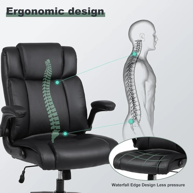 Alt view image 5 of 7 - Black Ergonomic PU Leather Executive Office Chair Computer Chair