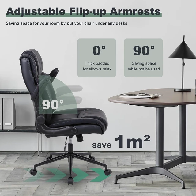 Alt view image 6 of 7 - Black Ergonomic PU Leather Executive Office Chair Computer Chair
