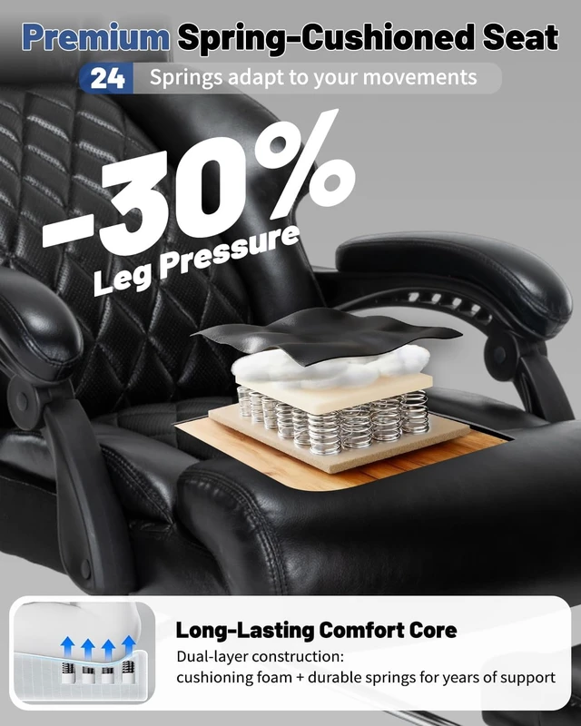 Alt view image 3 of 7 - 800 Lbs Big & Tall Office Chair Reclining Desk Chair with Foot Rest