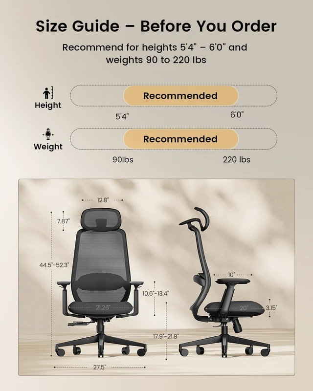 Alt view image 2 of 7 - Ergonomic EC200 Office Chair with Adjustable Seat Depth