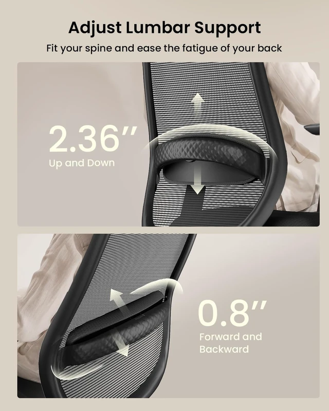 Alt view image 3 of 7 - Ergonomic EC200 Office Chair with Adjustable Seat Depth
