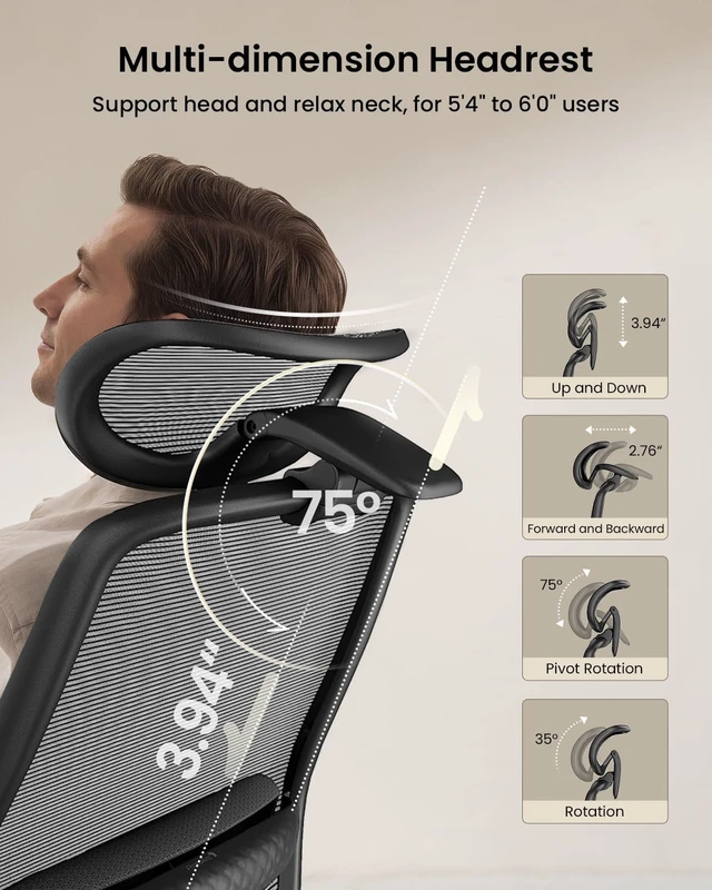 Alt view image 7 of 7 - Ergonomic EC200 Office Chair with Adjustable Seat Depth
