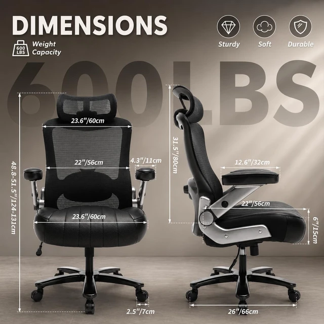 Alt view image 4 of 7 - 600 Lbs Heavy Duty Big & Tall Executive Office Chair