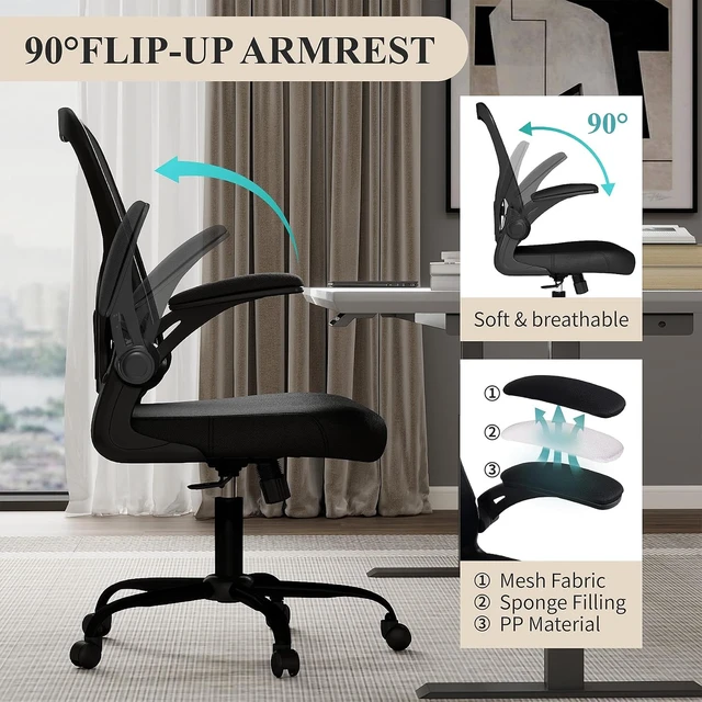 Alt view image 7 of 7 - Ergonomic Mesh Computer Desk Chair (Black, Set of 1)