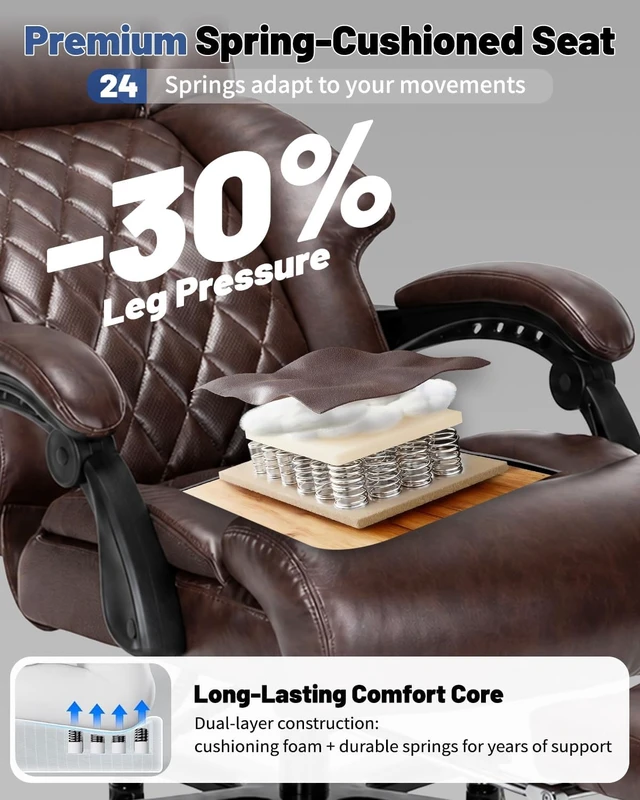 Alt view image 3 of 7 - 800 Lbs Reclining Big & Tall Office Chair with Foot Rest