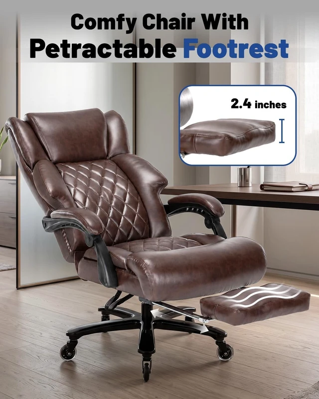 Alt view image 4 of 7 - 800 Lbs Reclining Big & Tall Office Chair with Foot Rest