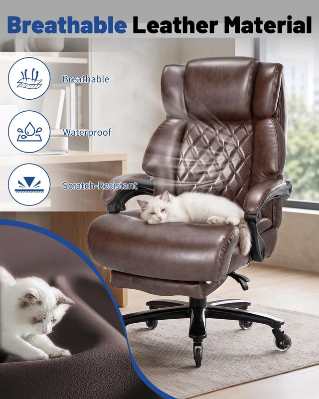 Alt view image 5 of 7 - 800 Lbs Reclining Big & Tall Office Chair with Foot Rest