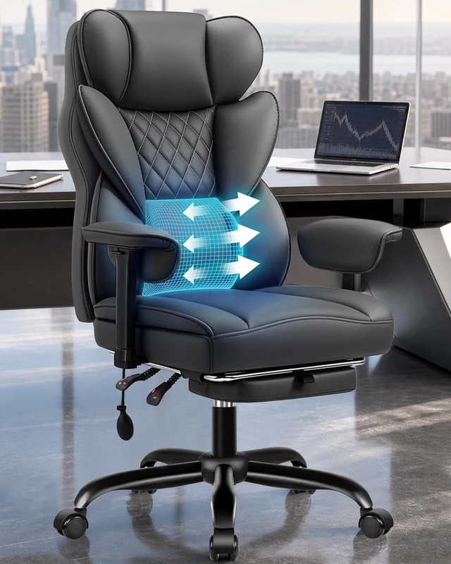 Alt view image 2 of 7 - Big & Tall Executive Office Chair with Adjustable Lumbar Support