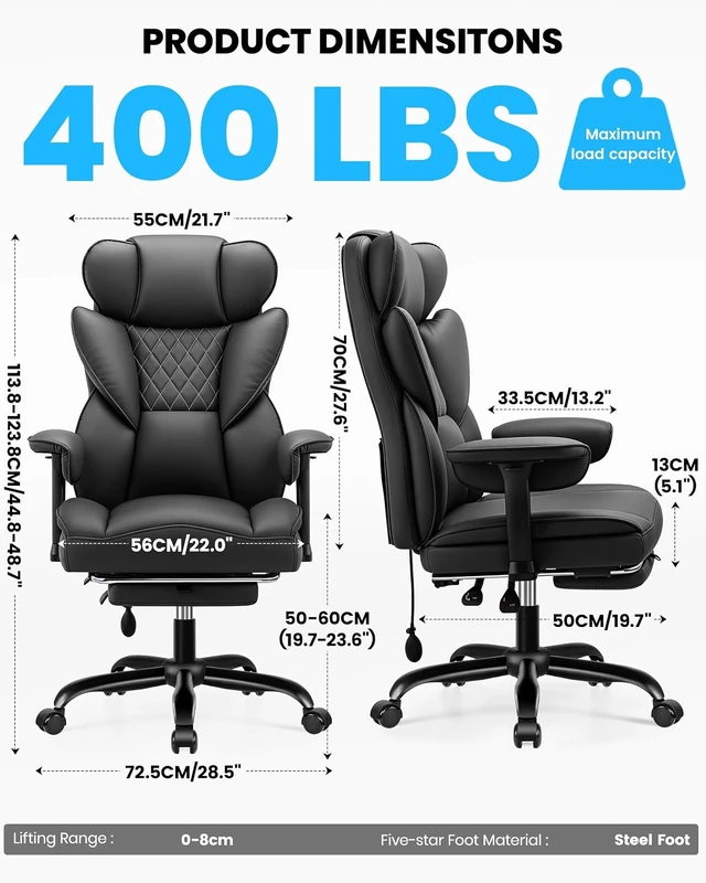 Alt view image 3 of 7 - Big & Tall Executive Office Chair with Adjustable Lumbar Support