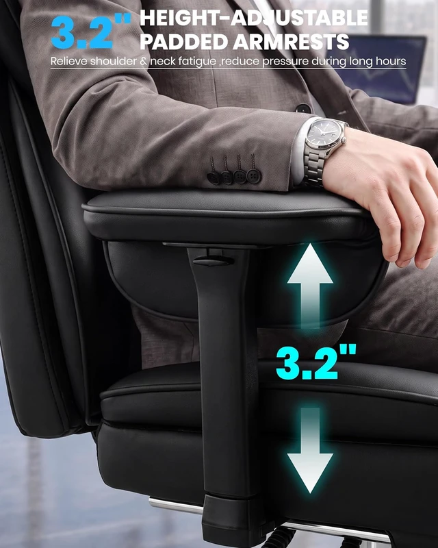 Alt view image 6 of 7 - Big & Tall Executive Office Chair with Adjustable Lumbar Support