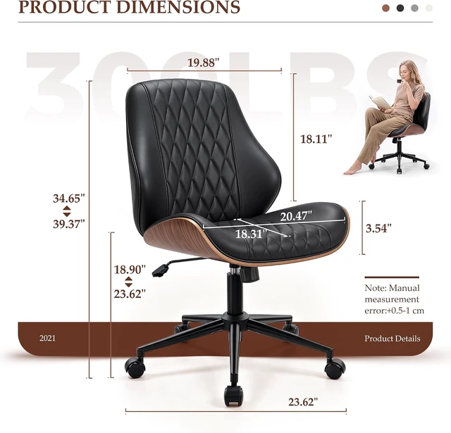 Alt view image 2 of 7 - Modern Armless Faux Leather Office Desk Chair for Home Office