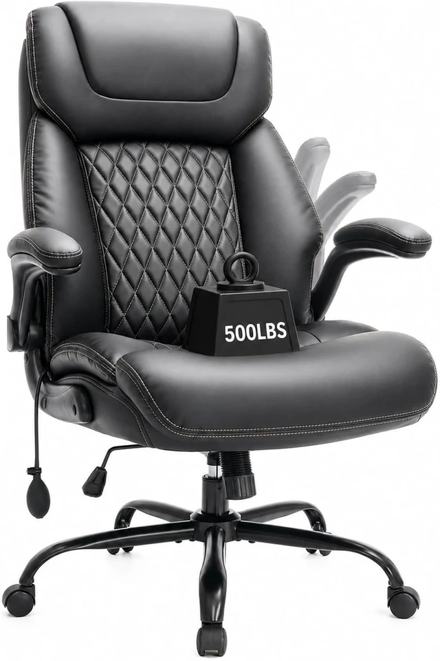 Main image of 500 Lbs Big & Tall Executive Office Desk Chair with Air Lumbar, Black