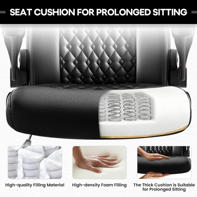 Alt view image 6 of 7 - Dwanbridge Ergonomic Leather Executive Office Chair with Lumbar Support