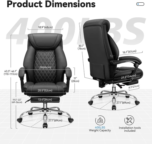 Alt view image 3 of 7 - Executive Chair with Footrest for Office